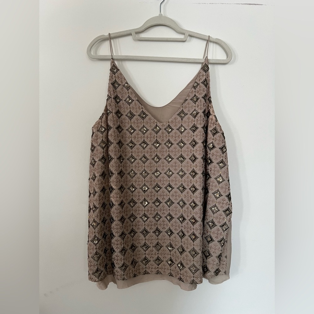 Embroidered sequin lined cami